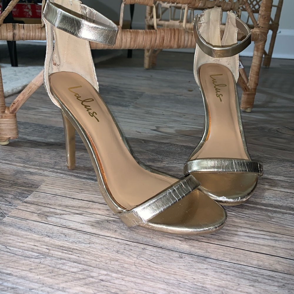 Lulu's Metallic Gold Heeled Sandals